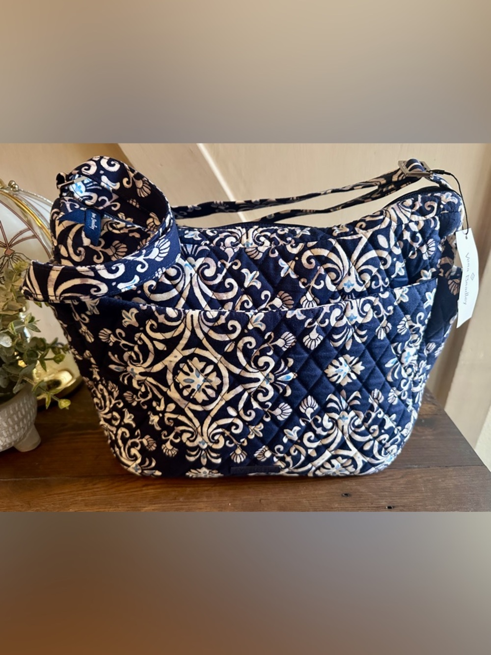 Vera Bradley Large On the Go Crossbody – Steel Blue Medallion (NWT)
